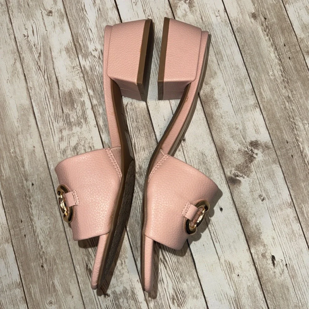 Jones New York Women's Uniqua Block Heel Dress Slip On Sandals Blush Pink‎ 6.5M